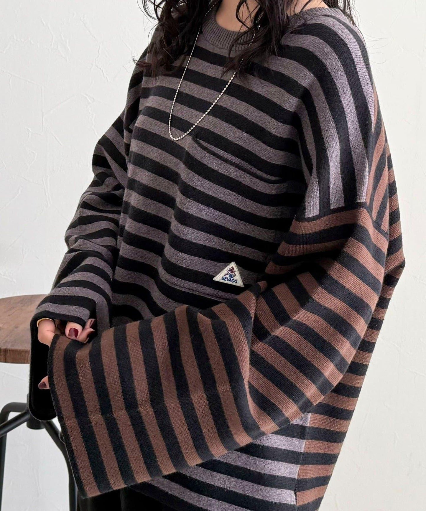 【GEVACO/ゲバコ】條紋針織套頭衫