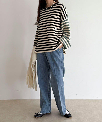 【GEVACO/ゲバコ】條紋針織套頭衫