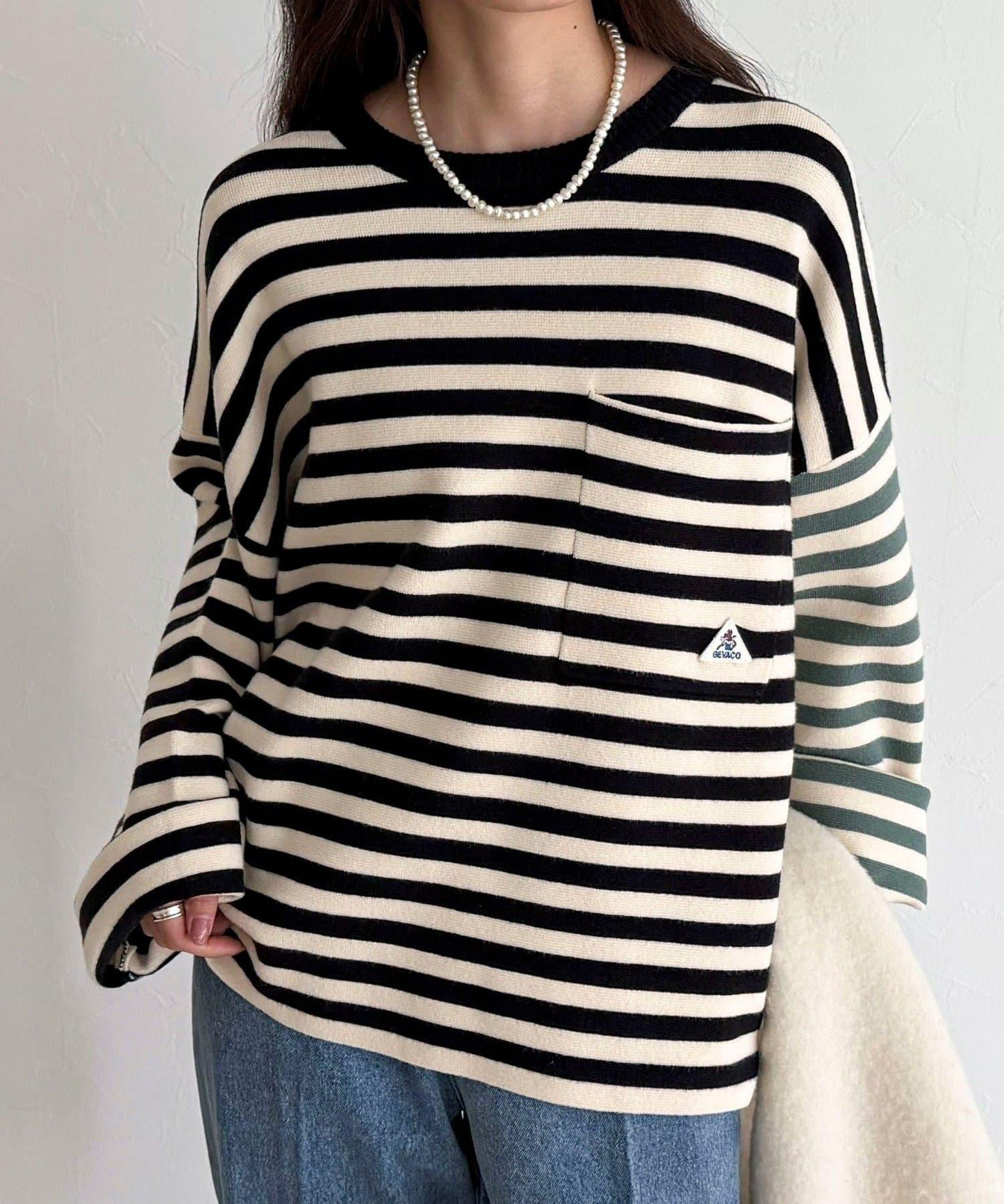 【GEVACO/ゲバコ】條紋針織套頭衫