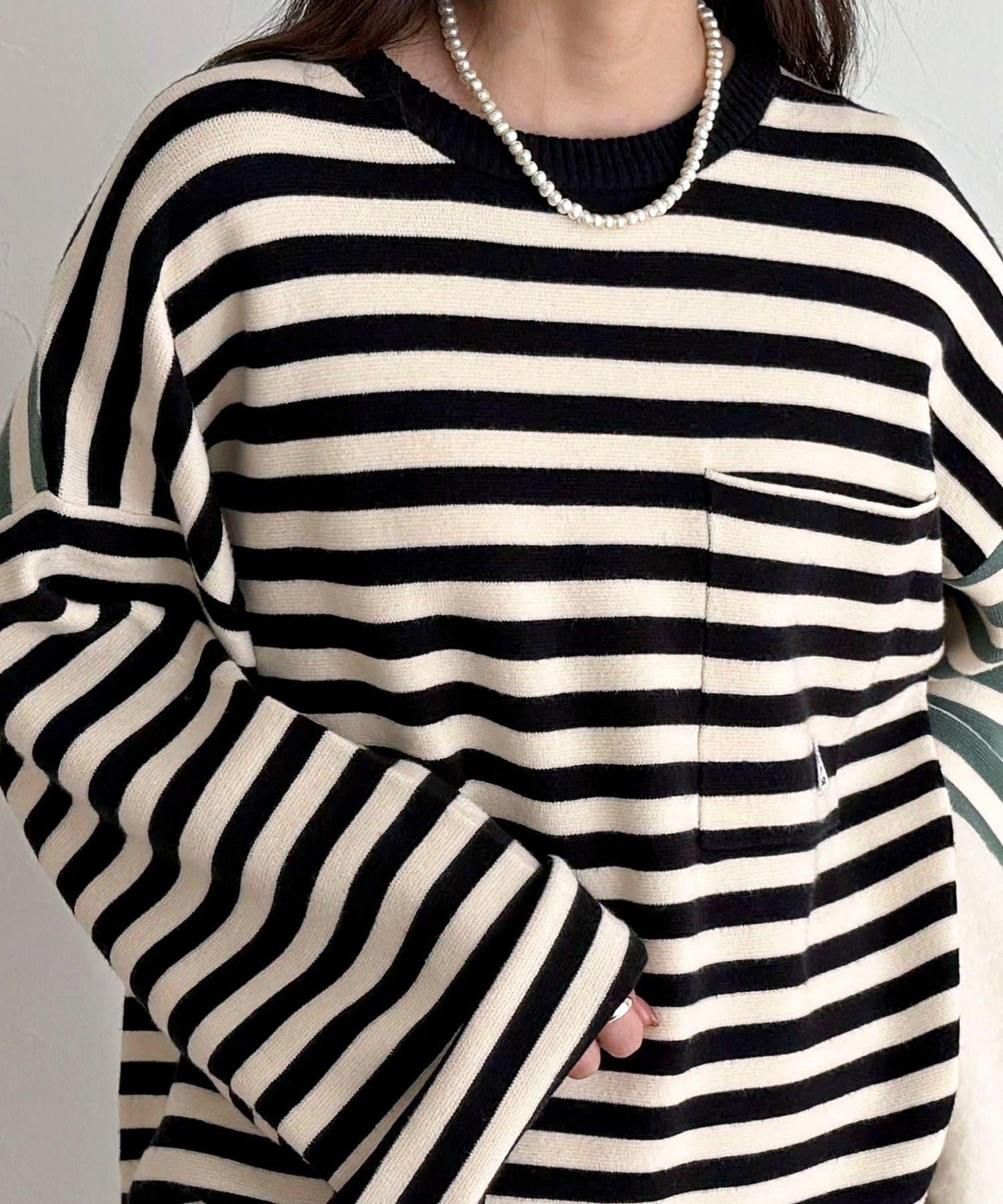 【GEVACO/ゲバコ】條紋針織套頭衫