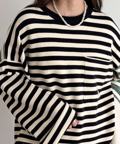 【GEVACO/ゲバコ】條紋針織套頭衫