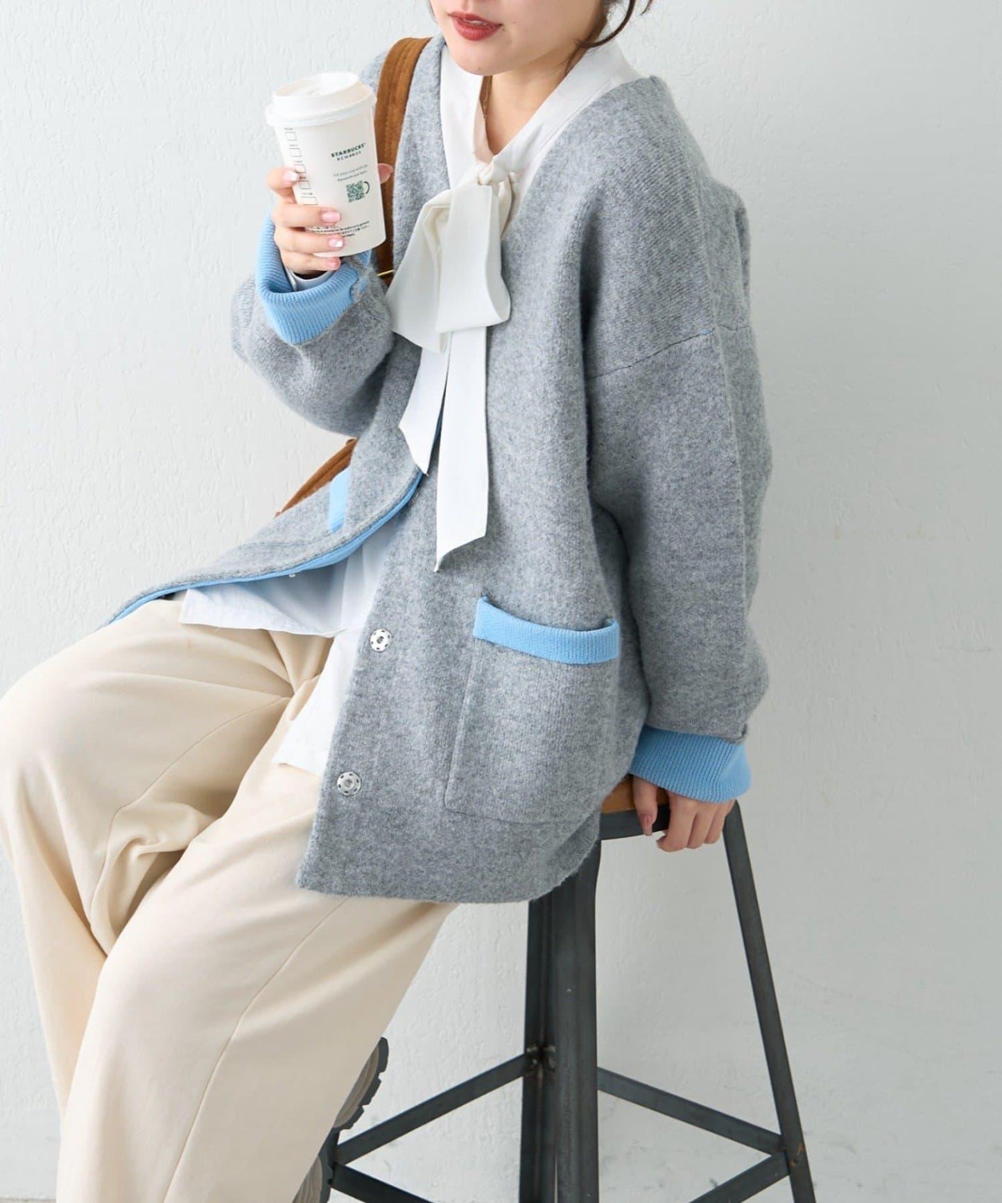 【nane】雙面配色開衫