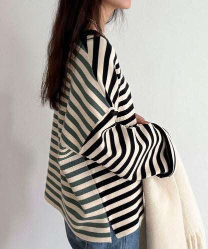 【GEVACO/ゲバコ】條紋針織套頭衫