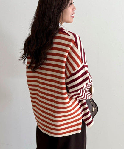 【GEVACO/ゲバコ】條紋針織套頭衫