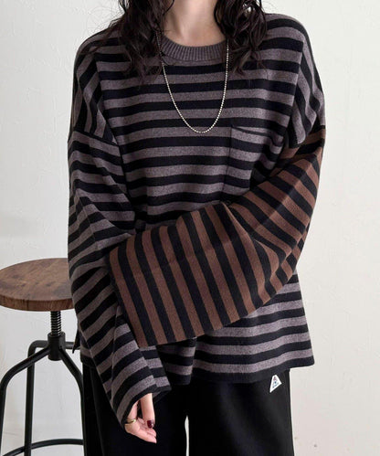 【GEVACO/ゲバコ】條紋針織套頭衫