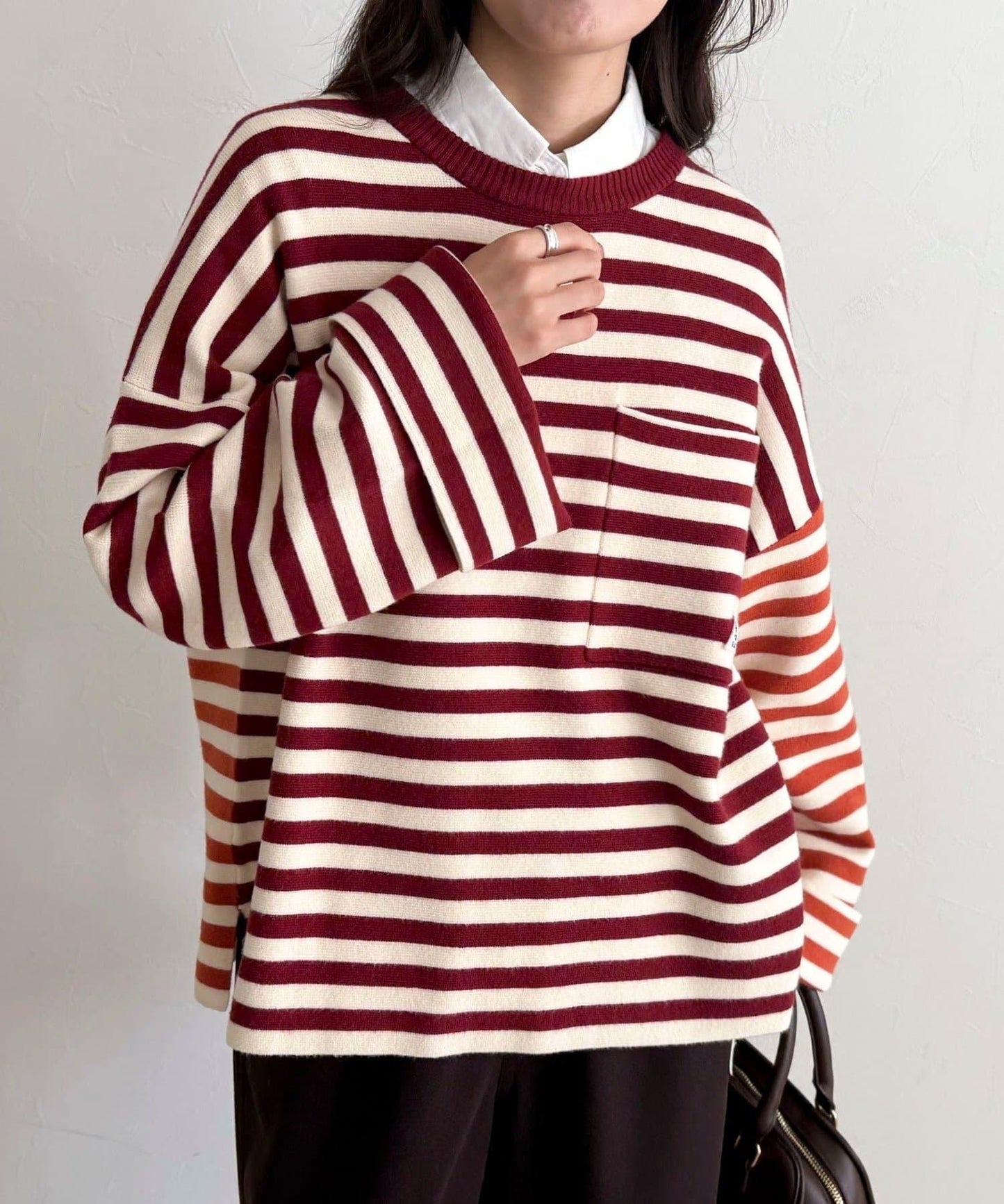 【GEVACO/ゲバコ】條紋針織套頭衫