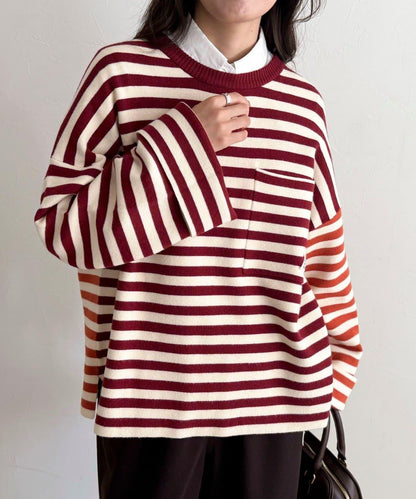 【GEVACO/ゲバコ】條紋針織套頭衫