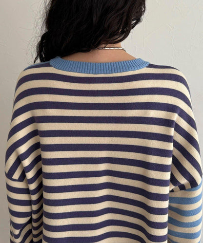 【GEVACO/ゲバコ】條紋針織套頭衫