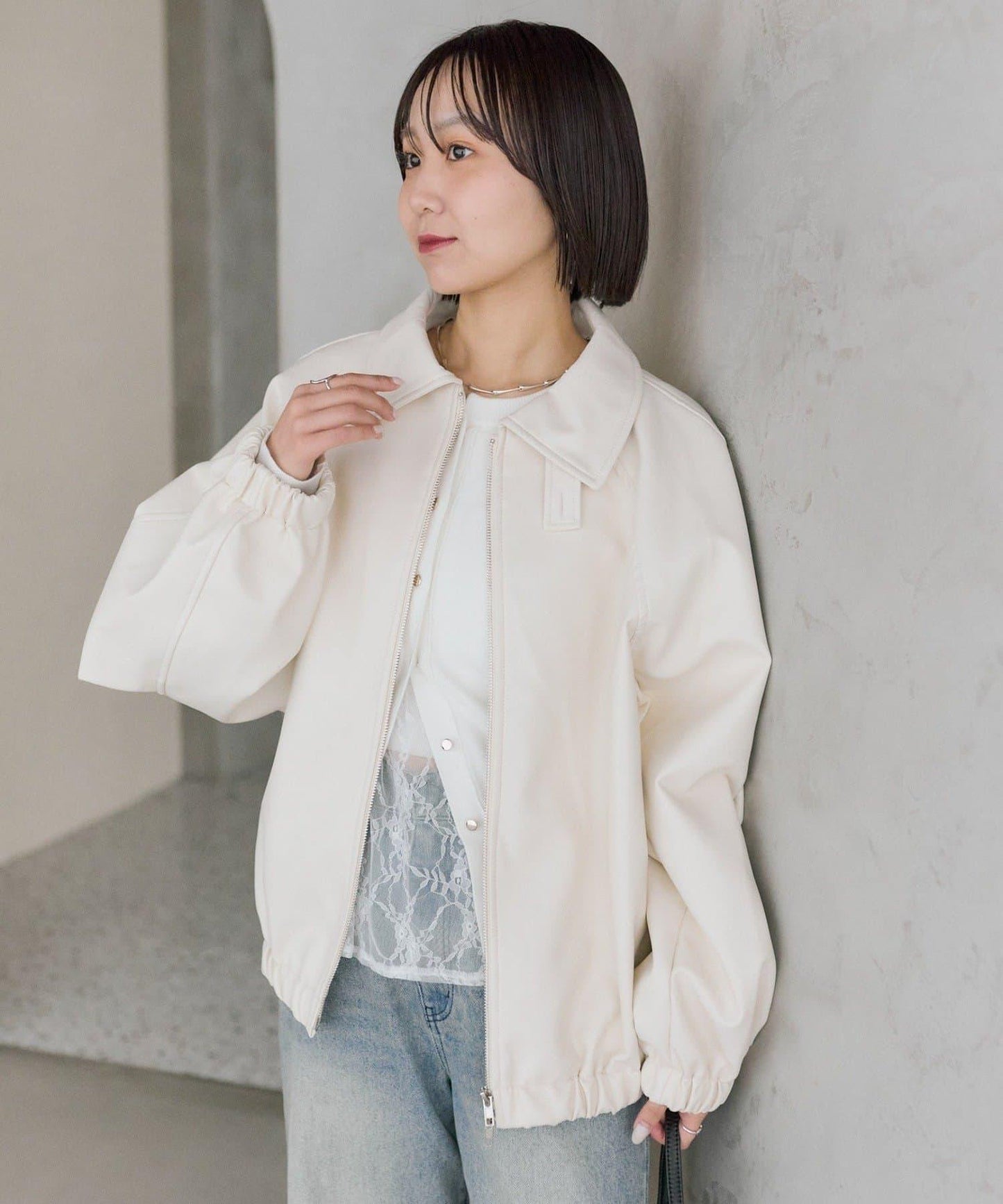 【推薦成套穿著◎】泡泡袖仿皮夾克