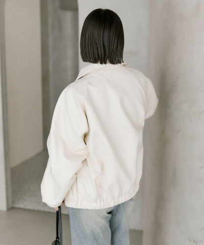 【推薦成套穿著◎】泡泡袖仿皮夾克