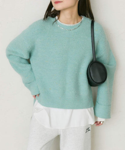 彩點圓領針織套頭衫