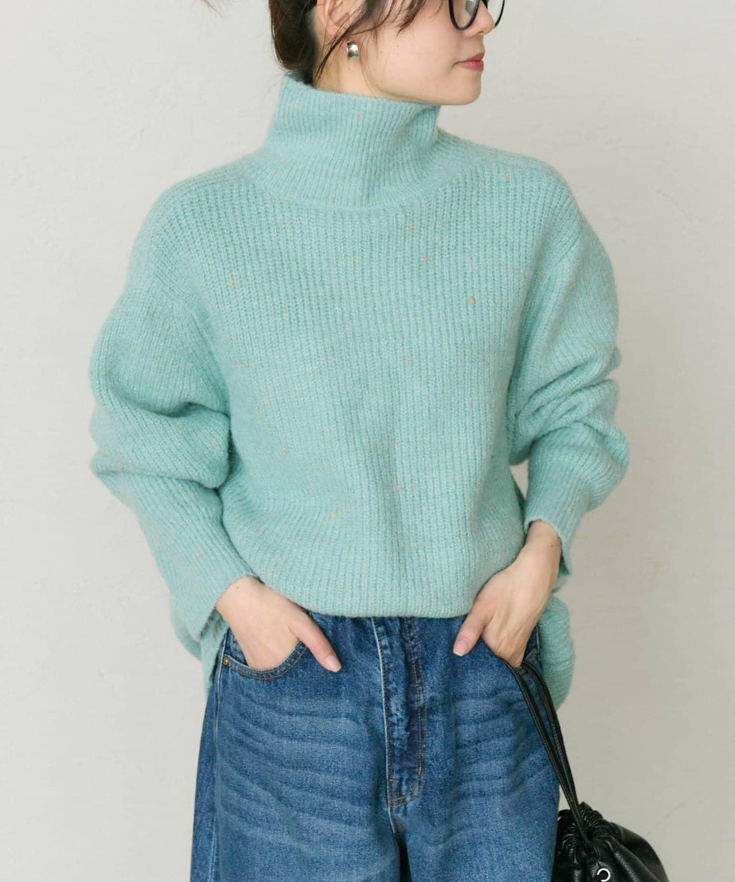 彩點高領針織套頭衫