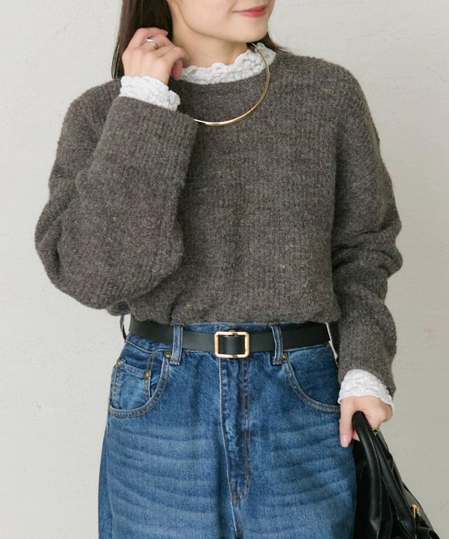 彩點圓領針織套頭衫