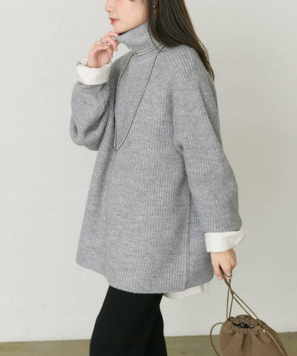 彩點高領針織套頭衫