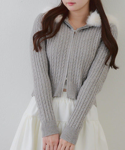 冬季流行單品♪【RMAF】亮片麻花毛絨連帽衫