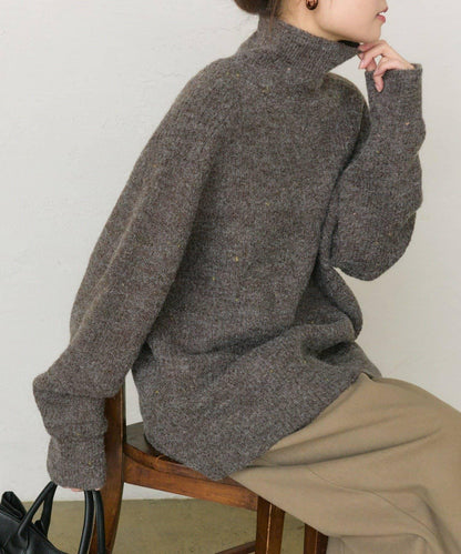 彩點高領針織套頭衫