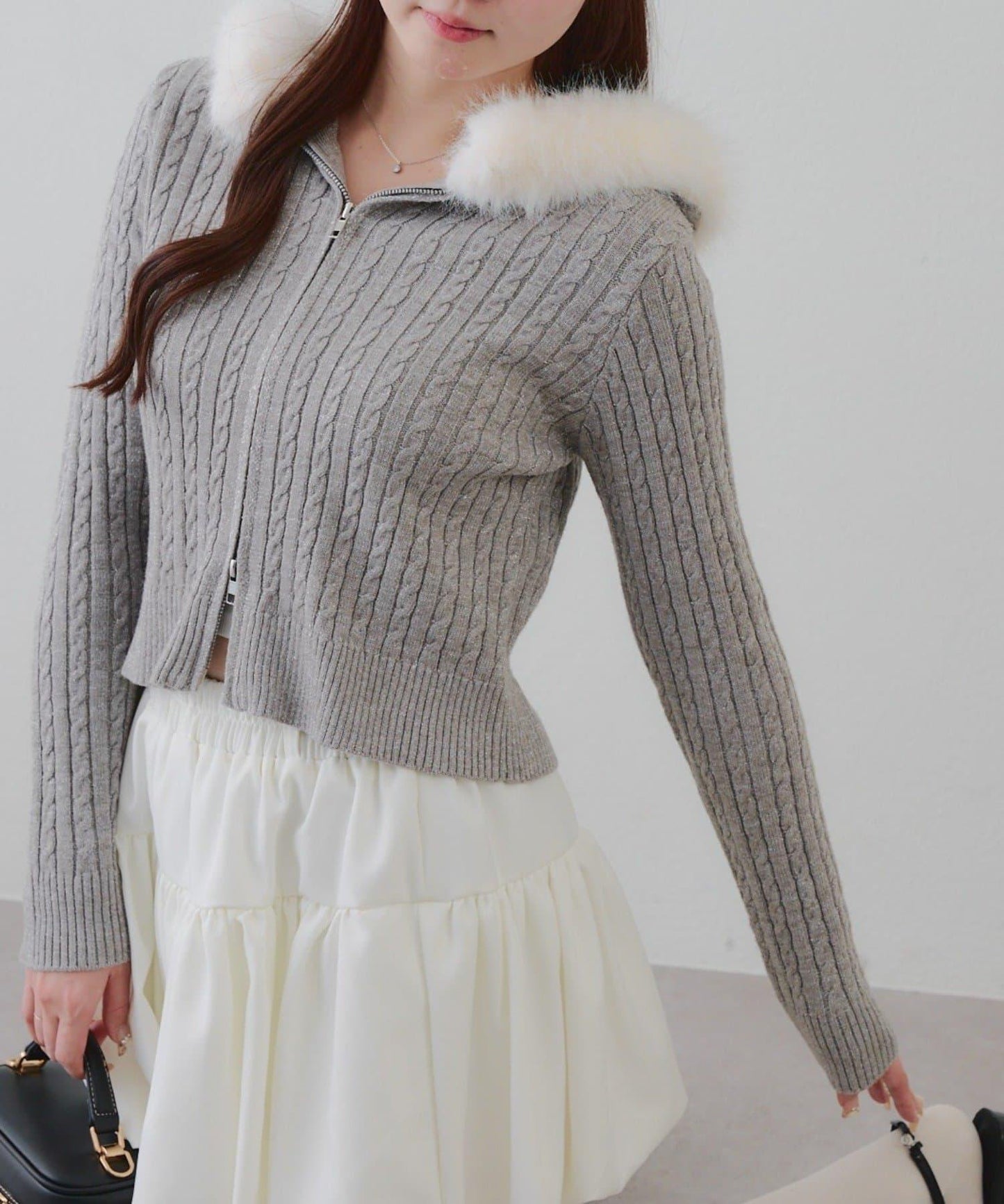 冬季流行單品♪【RMAF】亮片麻花毛絨連帽衫