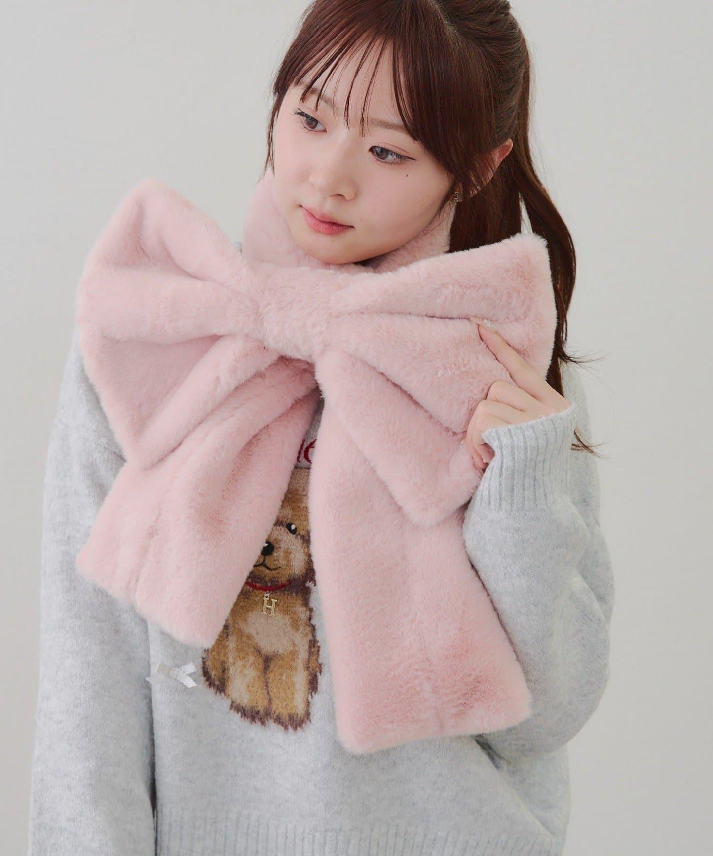 蓬鬆毛絨蝴蝶結亮眼♪【RMAF】大蝴蝶結仿皮草圍脖