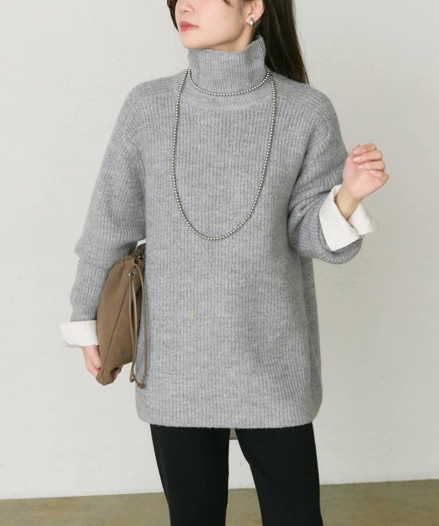 彩點高領針織套頭衫