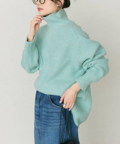 彩點高領針織套頭衫