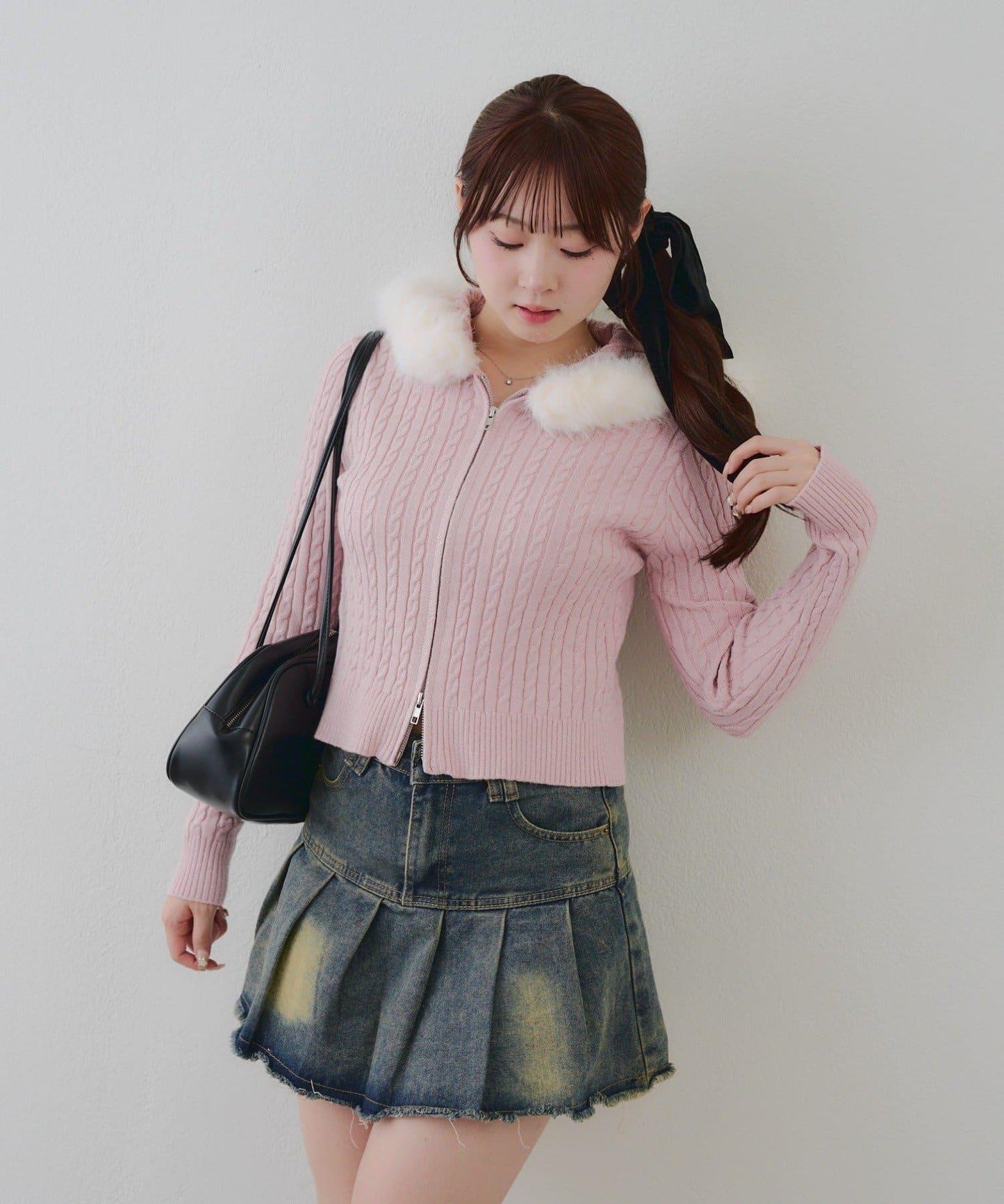 冬季流行單品♪【RMAF】亮片麻花毛絨連帽衫