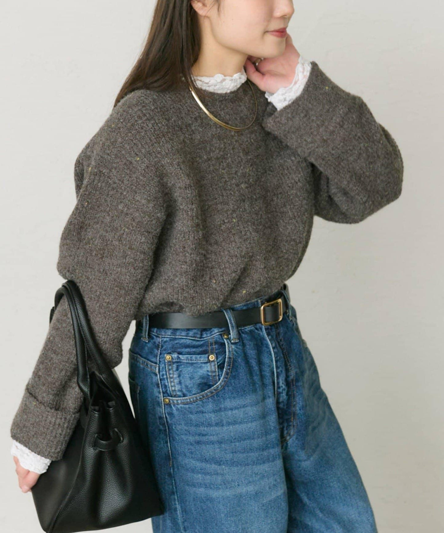 彩點圓領針織套頭衫