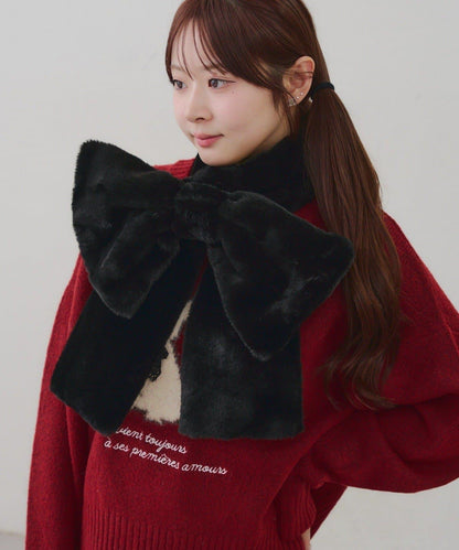 蓬鬆毛絨蝴蝶結亮眼♪【RMAF】大蝴蝶結仿皮草圍脖