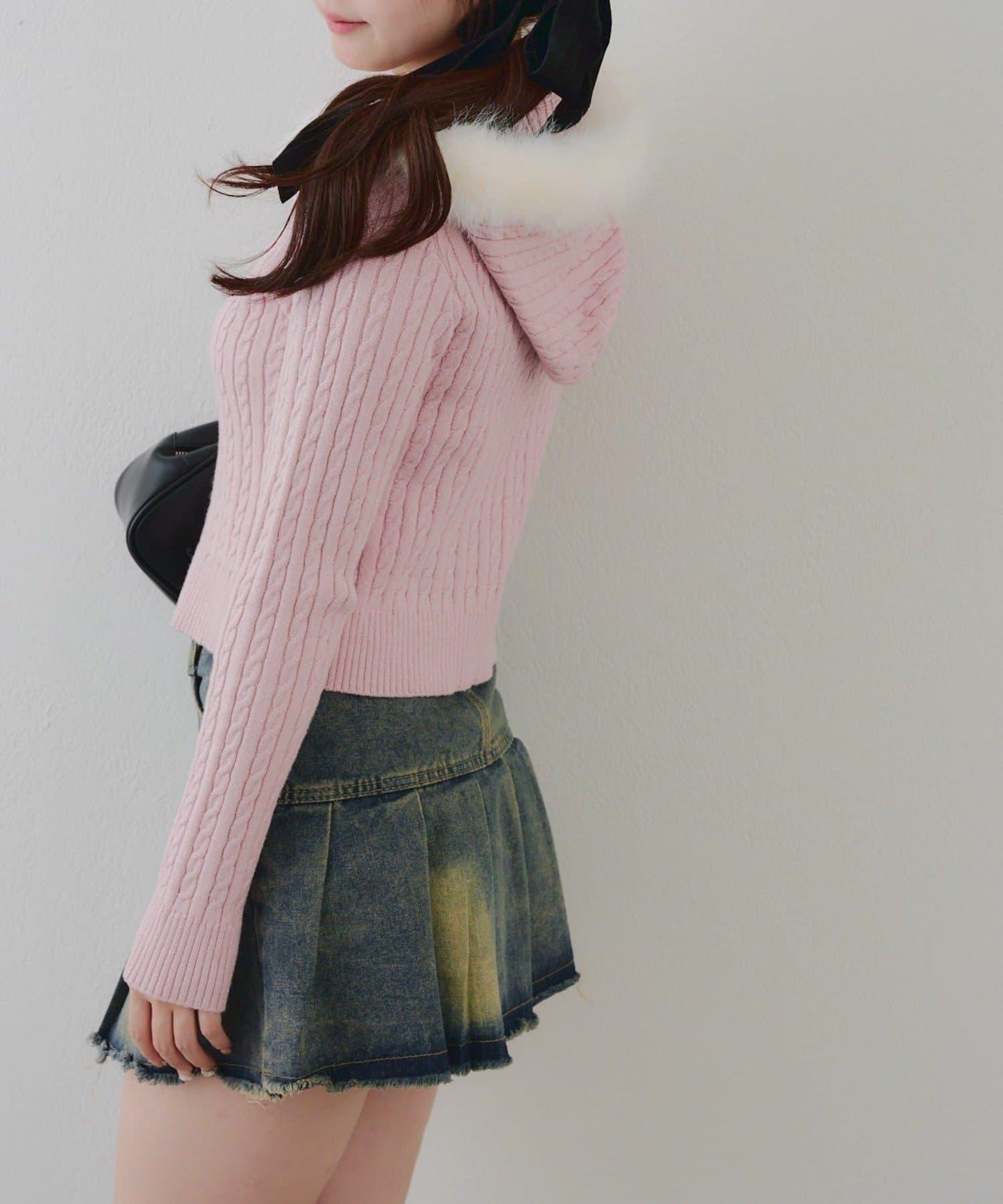 冬季流行單品♪【RMAF】亮片麻花毛絨連帽衫