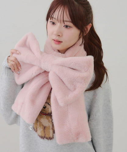 蓬鬆毛絨蝴蝶結亮眼♪【RMAF】大蝴蝶結仿皮草圍脖