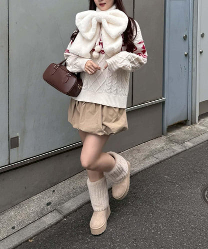 蓬鬆毛絨蝴蝶結亮眼♪【RMAF】大蝴蝶結仿皮草圍脖