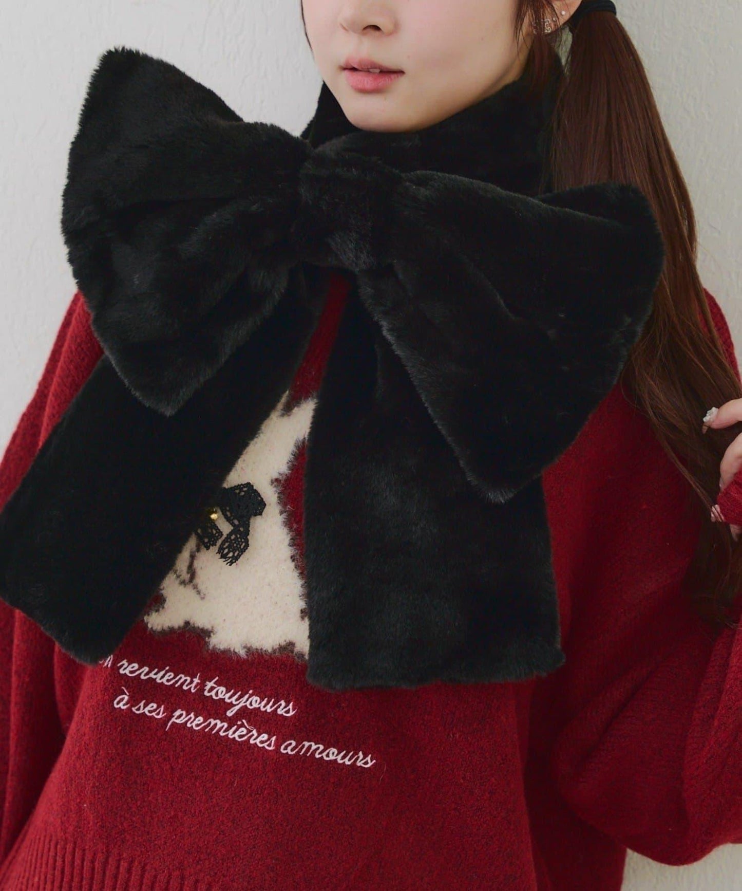 蓬鬆毛絨蝴蝶結亮眼♪【RMAF】大蝴蝶結仿皮草圍脖