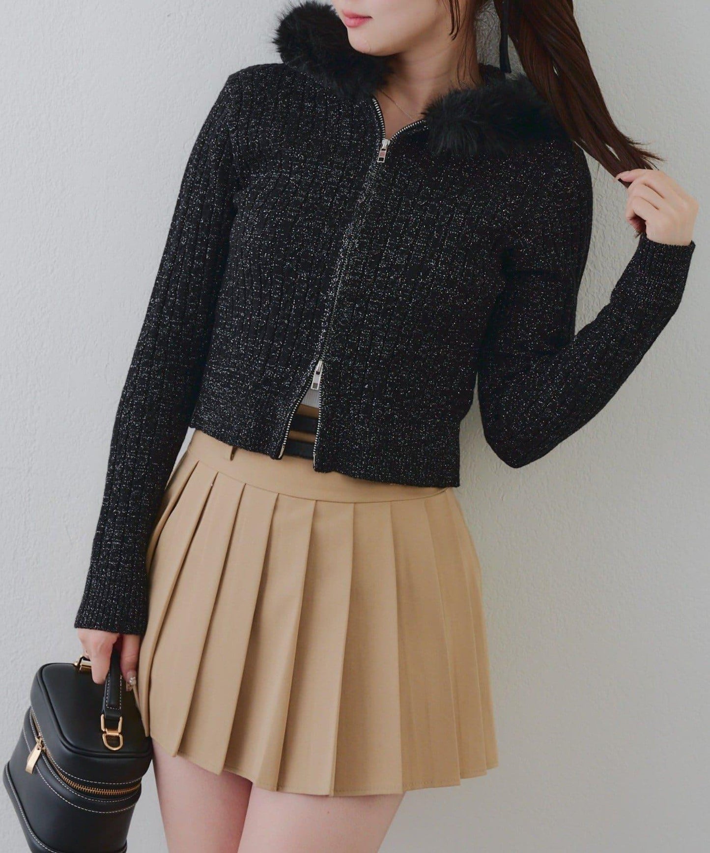 冬季流行單品♪【RMAF】亮片麻花毛絨連帽衫