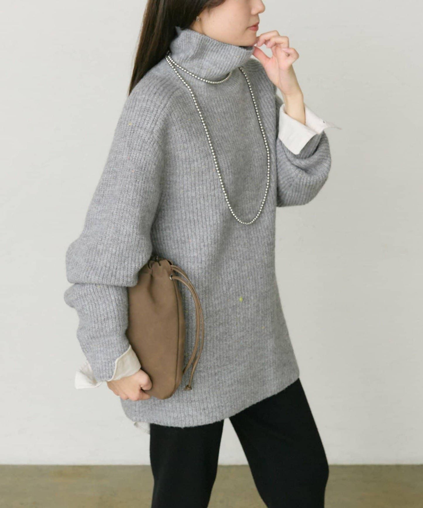 彩點高領針織套頭衫