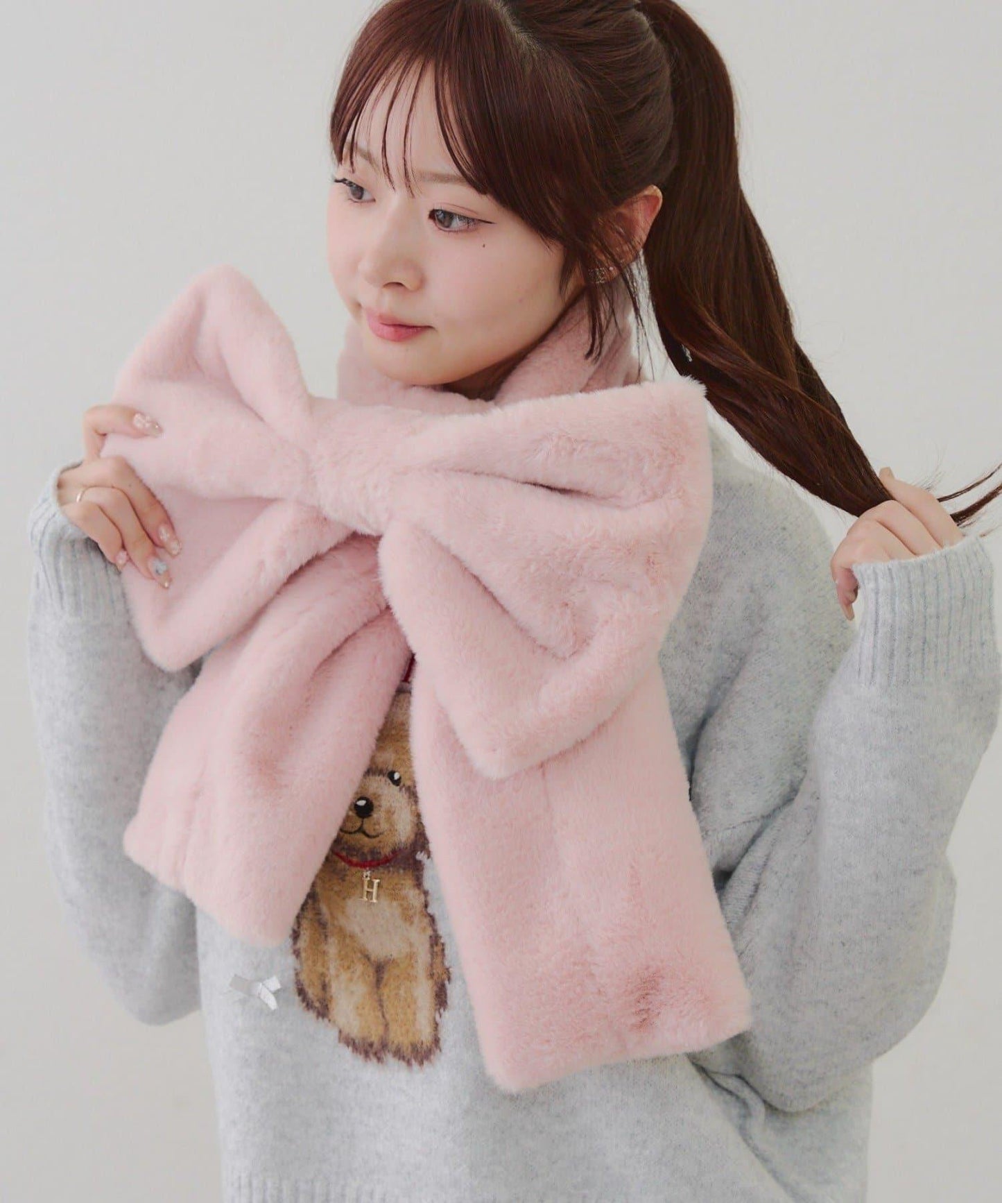 蓬鬆毛絨蝴蝶結亮眼♪【RMAF】大蝴蝶結仿皮草圍脖