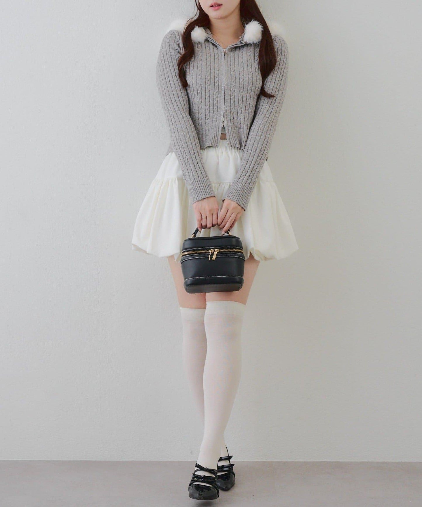 冬季流行單品♪【RMAF】亮片麻花毛絨連帽衫