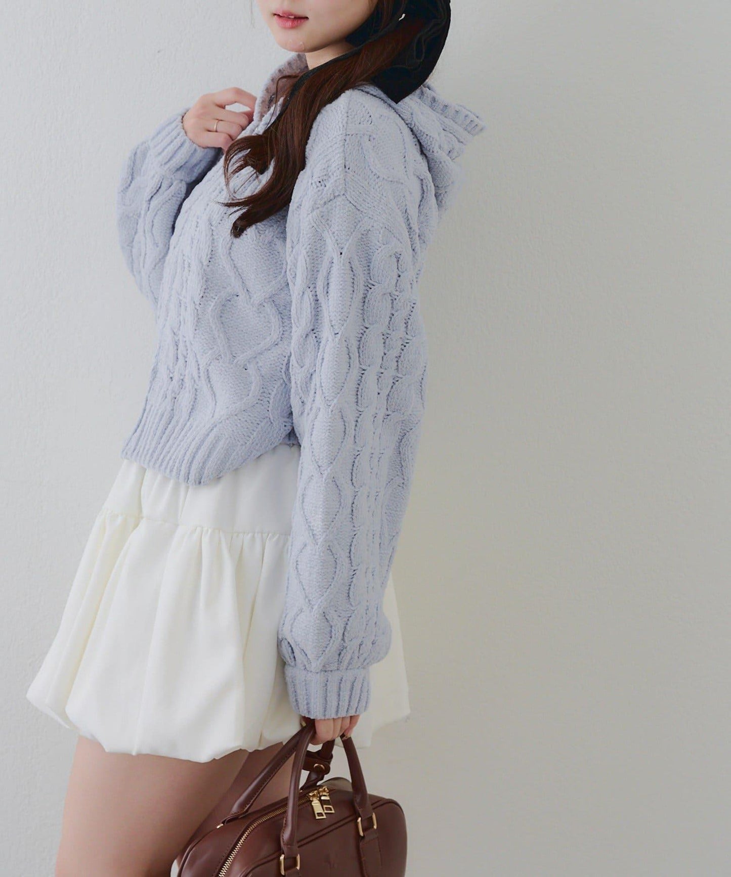 歐根紗蝴蝶結毛線針織衫