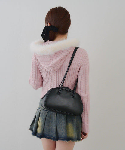 冬季流行單品♪【RMAF】亮片麻花毛絨連帽衫