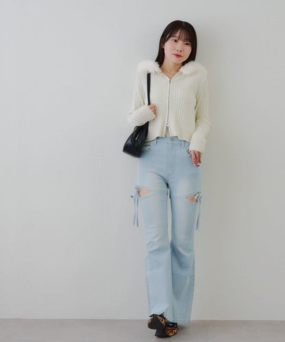 冬季流行單品♪【RMAF】亮片麻花毛絨連帽衫