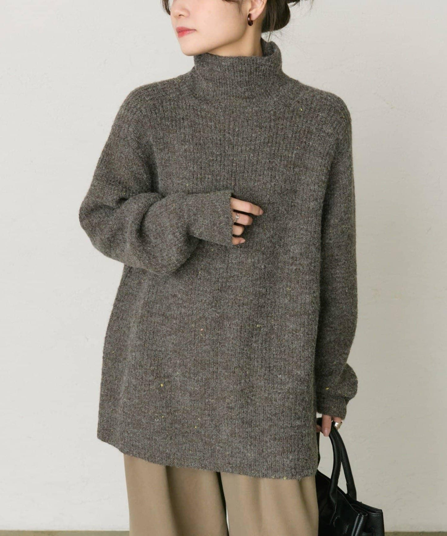 彩點高領針織套頭衫