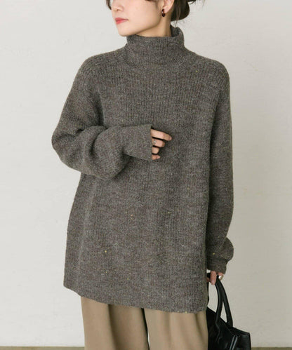 彩點高領針織套頭衫