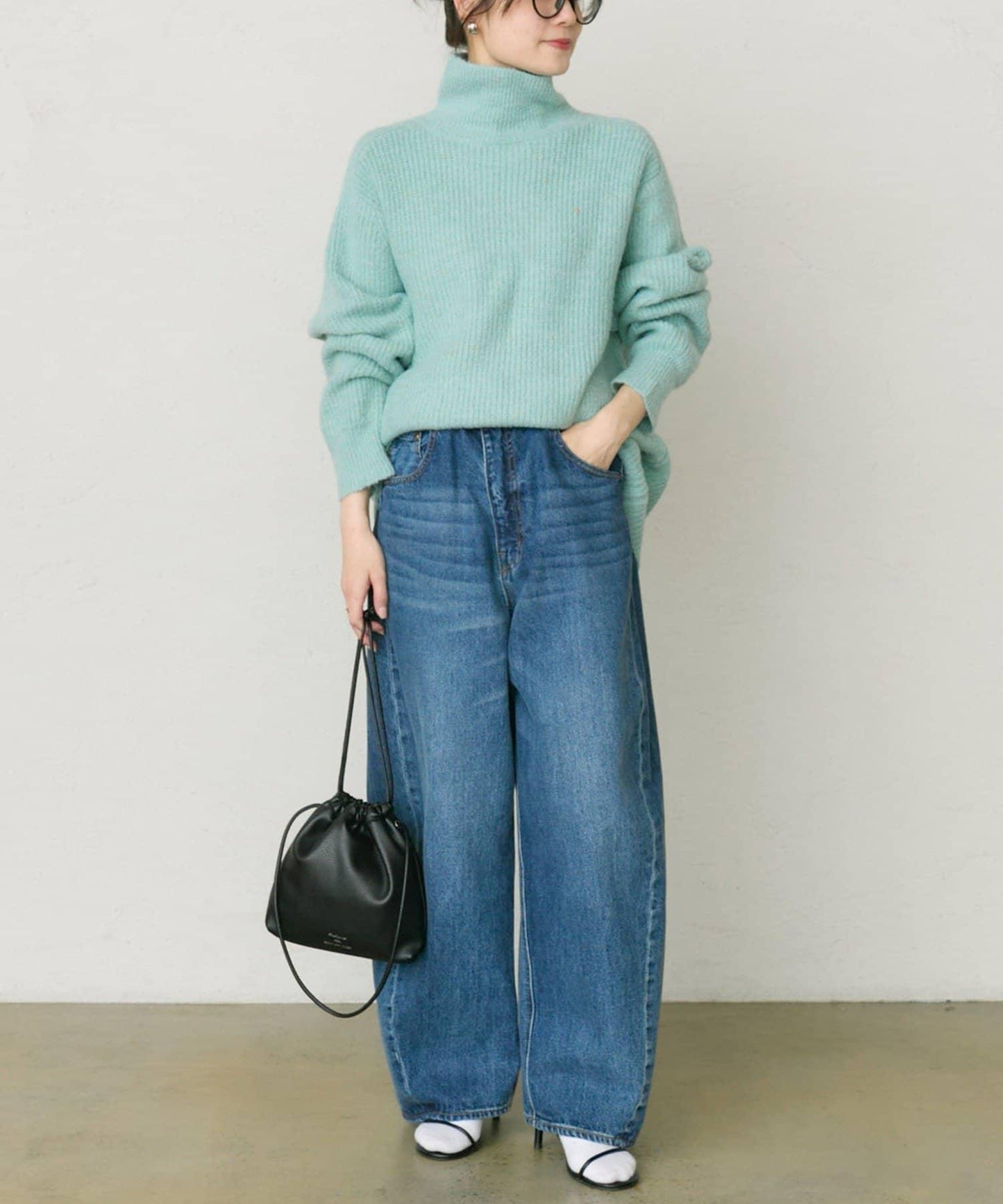 彩點高領針織套頭衫