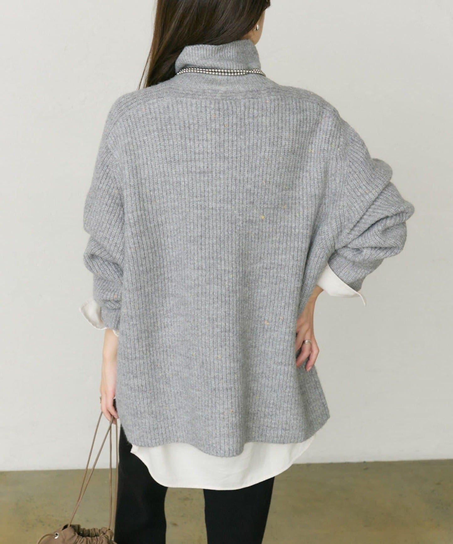 彩點高領針織套頭衫