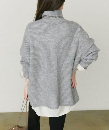 彩點高領針織套頭衫