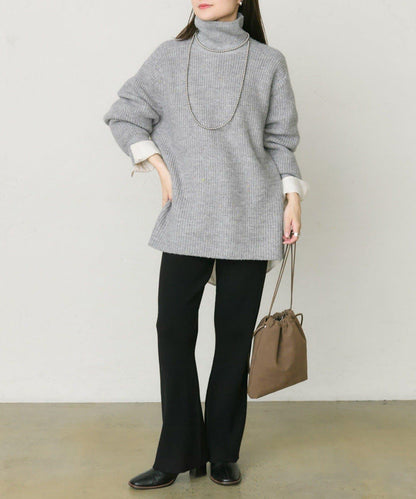 彩點高領針織套頭衫