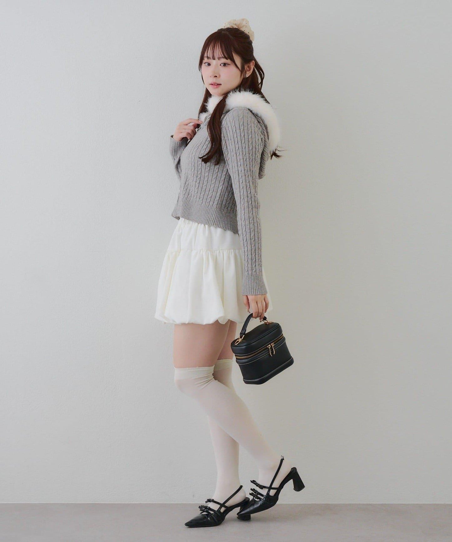 冬季流行單品♪【RMAF】亮片麻花毛絨連帽衫