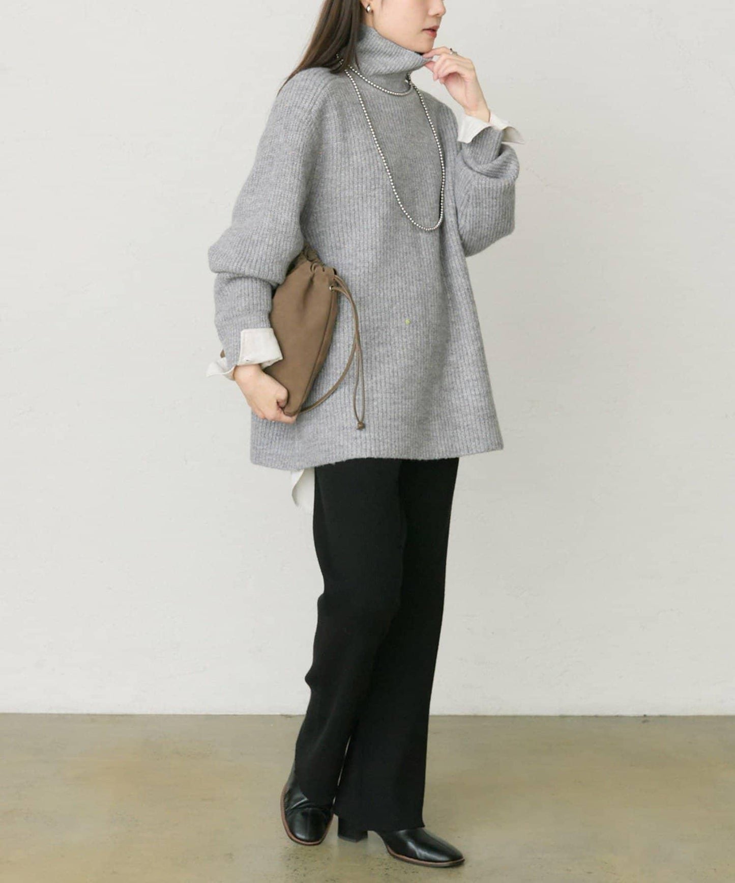 彩點高領針織套頭衫