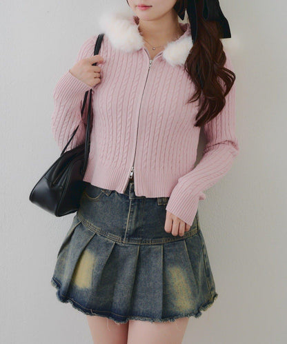 冬季流行單品♪【RMAF】亮片麻花毛絨連帽衫