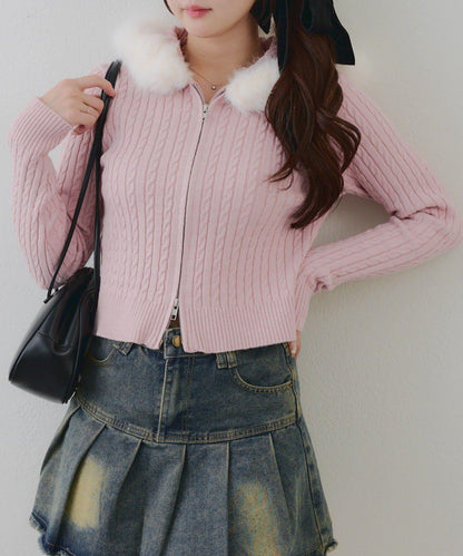 冬季流行單品♪【RMAF】亮片麻花毛絨連帽衫