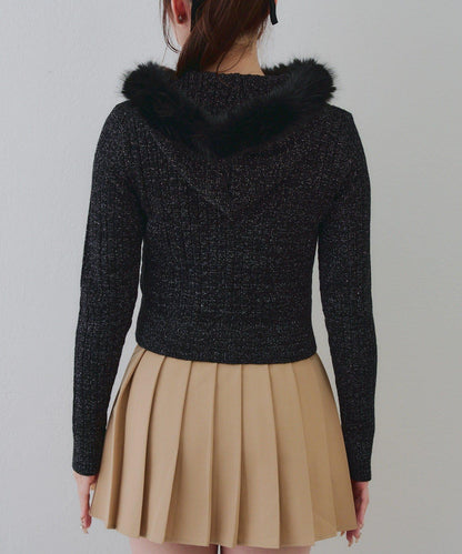 冬季流行單品♪【RMAF】亮片麻花毛絨連帽衫