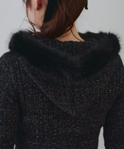 冬季流行單品♪【RMAF】亮片麻花毛絨連帽衫